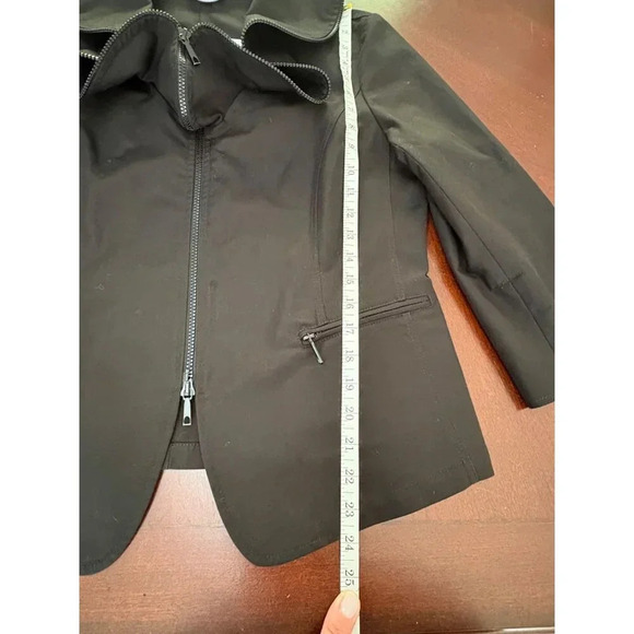 Lafayette 148 New York Black Blazer Career Jacket Size 12 Ruffled Zipper Necklin - Picture 11 of 13